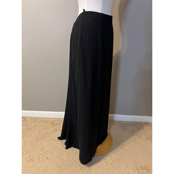 Talbots Long Maxi Skirt 4 Black SILK Back Pleat Classic Flat Front NWT $148 - Picture 5 of 12